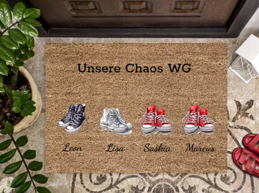 Willkommen Bei - Personalisierte Familien Fußmatte mit Sneaker/Chucks mit 2-4 Personen